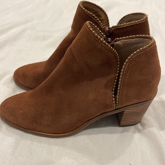 Lucky Brand Women’s Pincah Booties 6 Brown Leather Stacked 2” Heel Ankle Boots - Picture 7 of 9